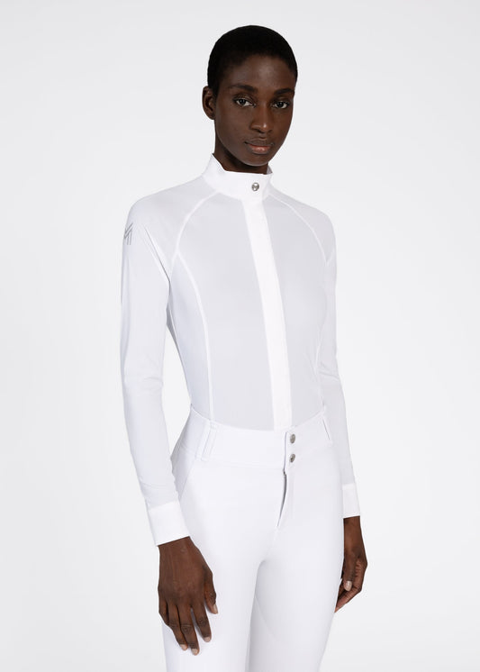 Camisetas Maximilian Equestrian Aira manga larga Show Shirt (White) para equitación