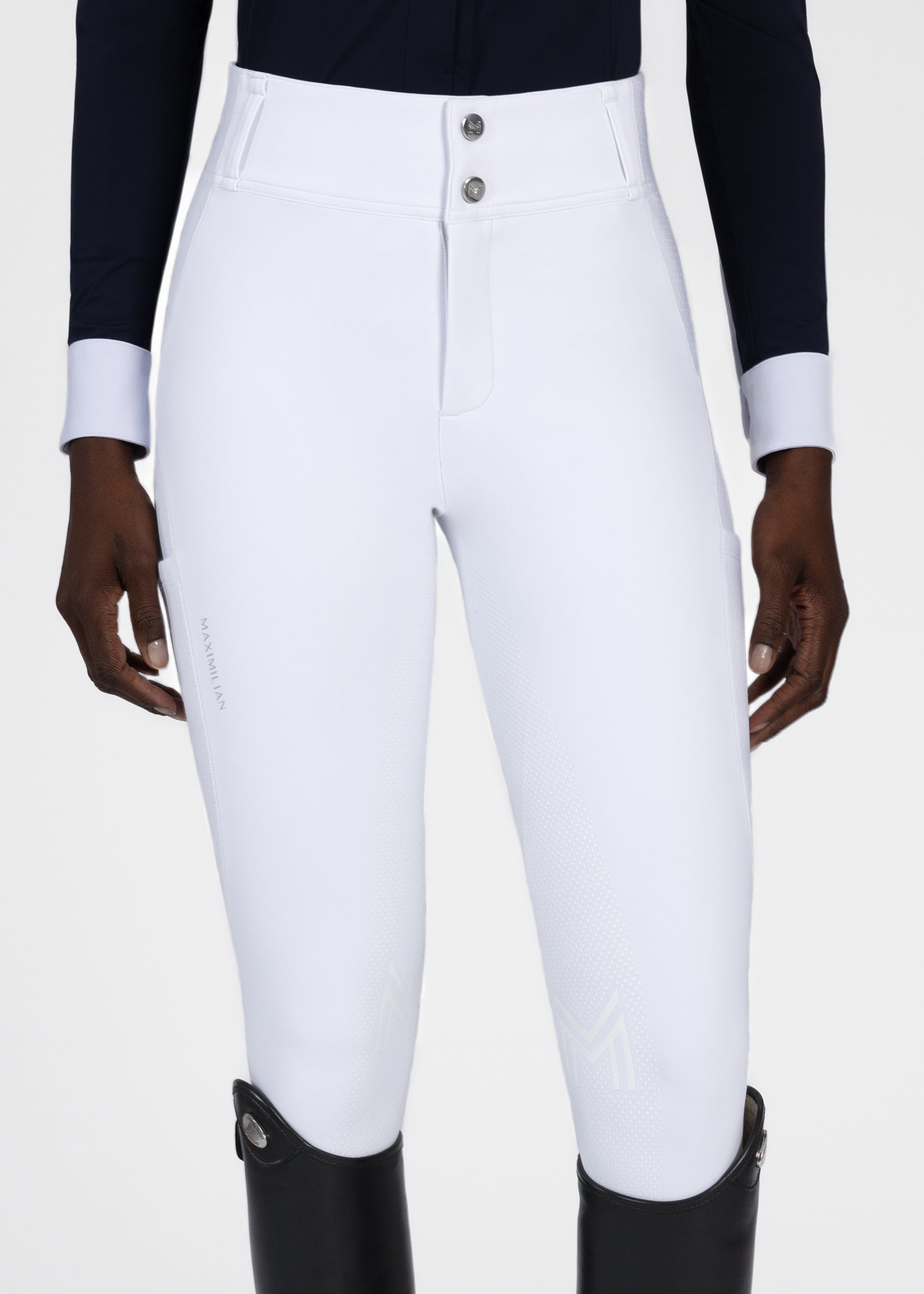 Producto ecuestre Maximilian Equestrian Aero Breeches (White/Silver) detalle 2