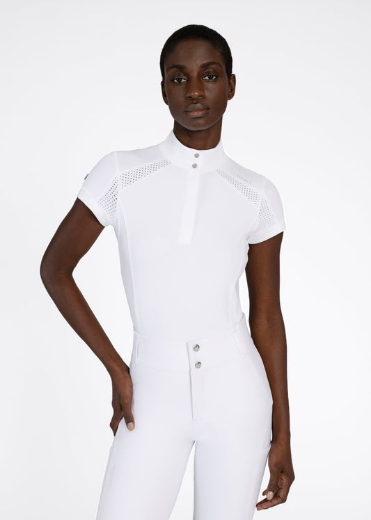 Camisetas Maximilian Equestrian Aveen manga corta Show Shirt (White) para equitación