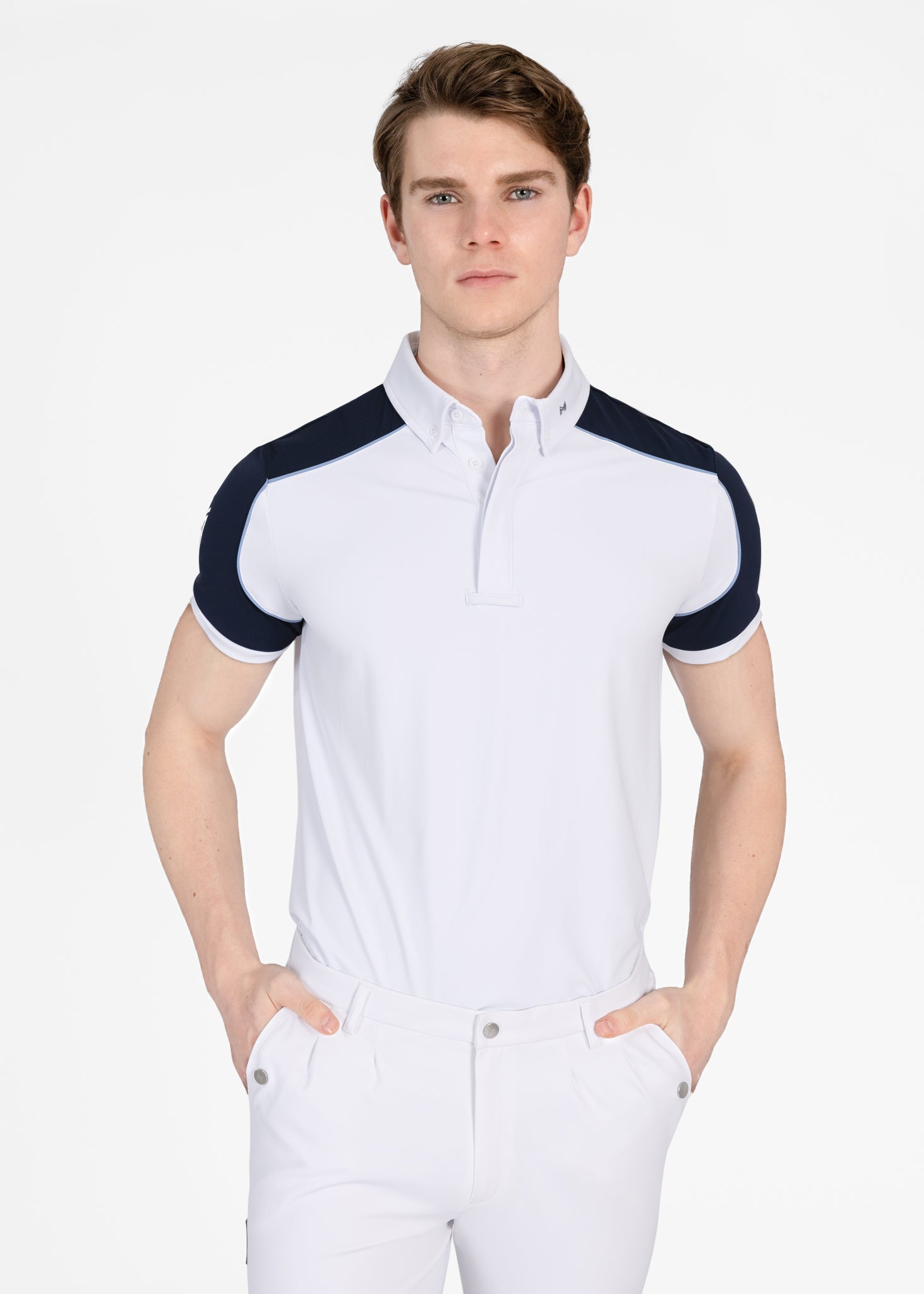 Camiseta técnica Maximilian Equestrian Pivot Competition Shirt (White/Navy) vista principal