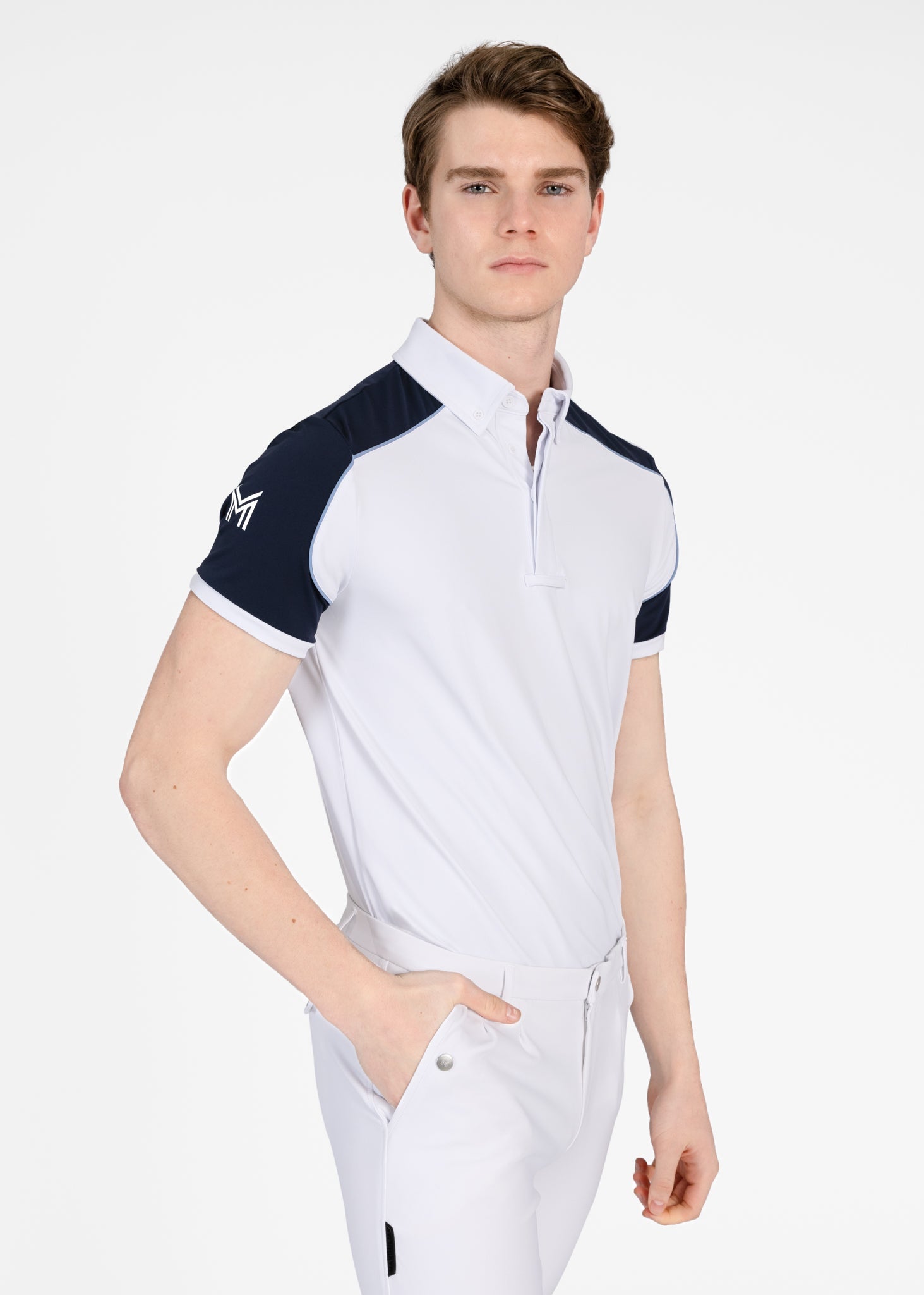 Camiseta técnica Maximilian Equestrian Pivot Competition Shirt (White/Navy) detalle 4