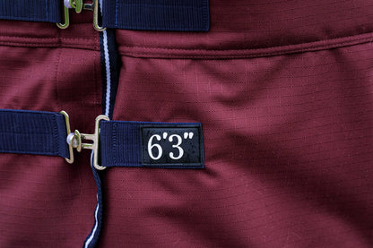 Manta para caballo Equi-Theme Tyrex 1200D Turnout Rug with High Neck Burgundy detalle 5