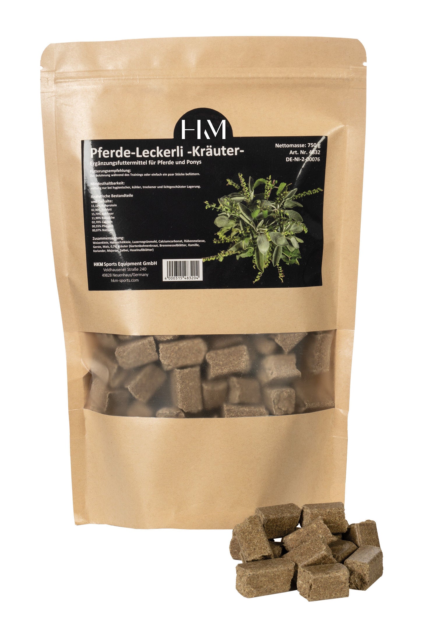 Accesorio ecuestre Golosinas Caballos Hierbas 750 g HKM para equitación