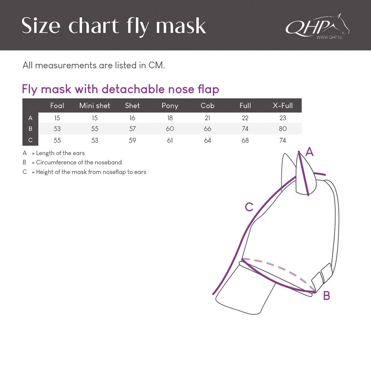 Máscara antimoscas con detachable nose flap QHP para equitación - vista 11