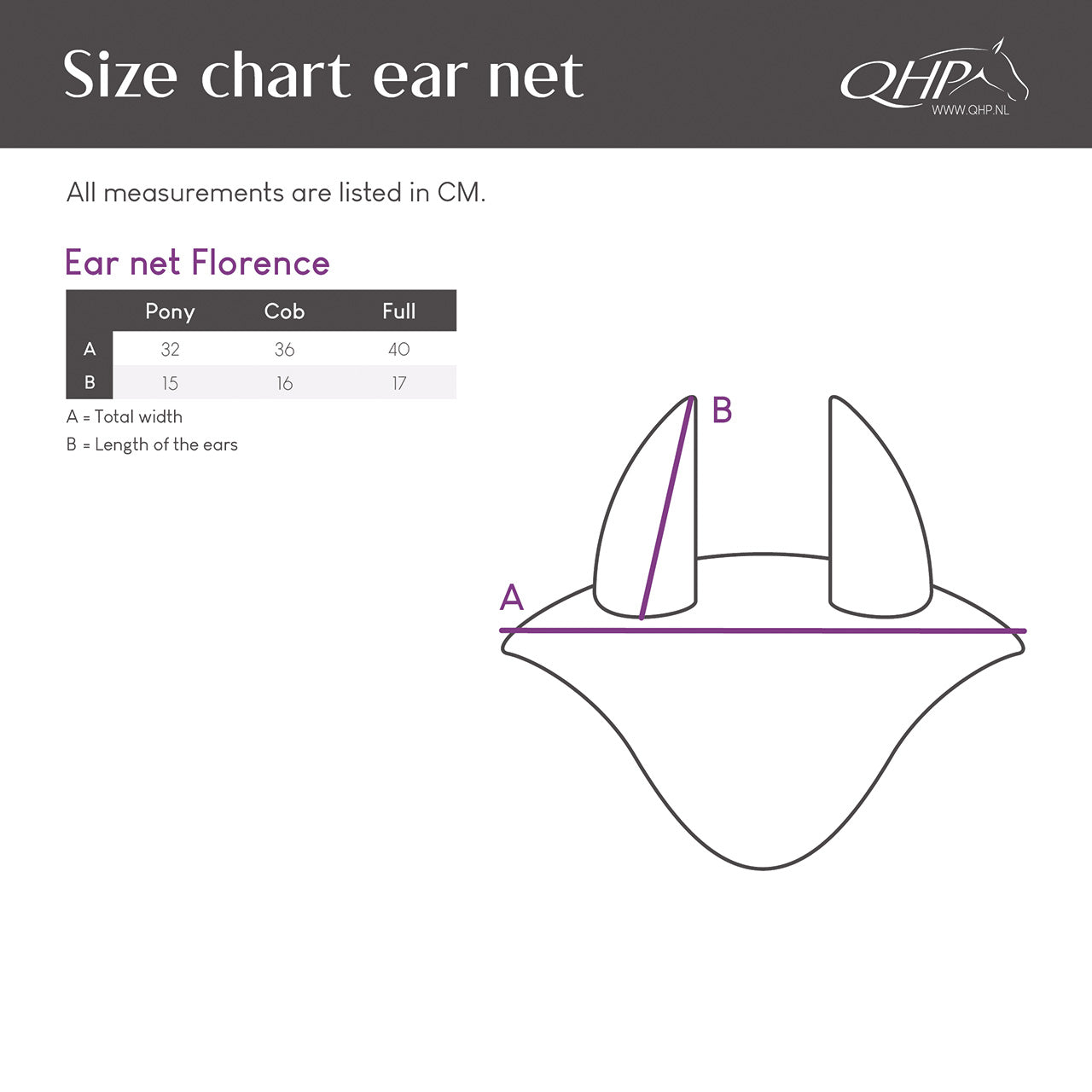 Orejera Ear net Florence QHP para equitación - vista 9