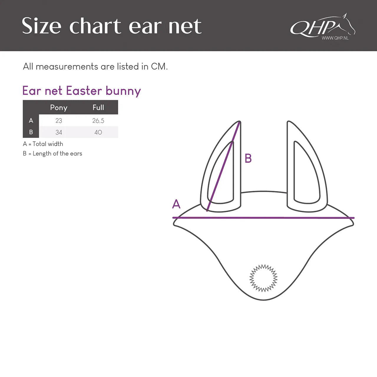 Orejera Ear net Easter bunny QHP para equitación - vista 6