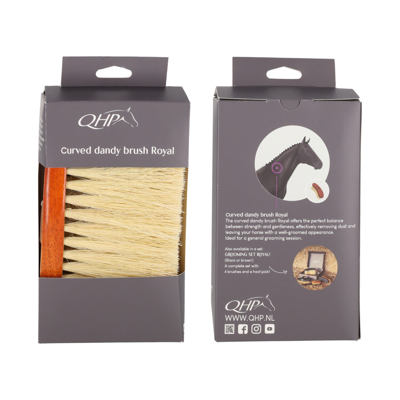 Cepillo Curved dandy brush Royal QHP para equitación