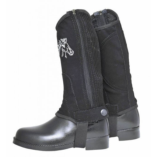 Calzado ecuestre HKM Half Chaps infantil Nubuck Leather Imitation & Elastic para equitación