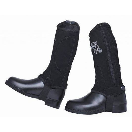 Calzado ecuestre HKM Half Chaps infantil Nubuck Leather Imitation & Elastic para equitación - vista 2