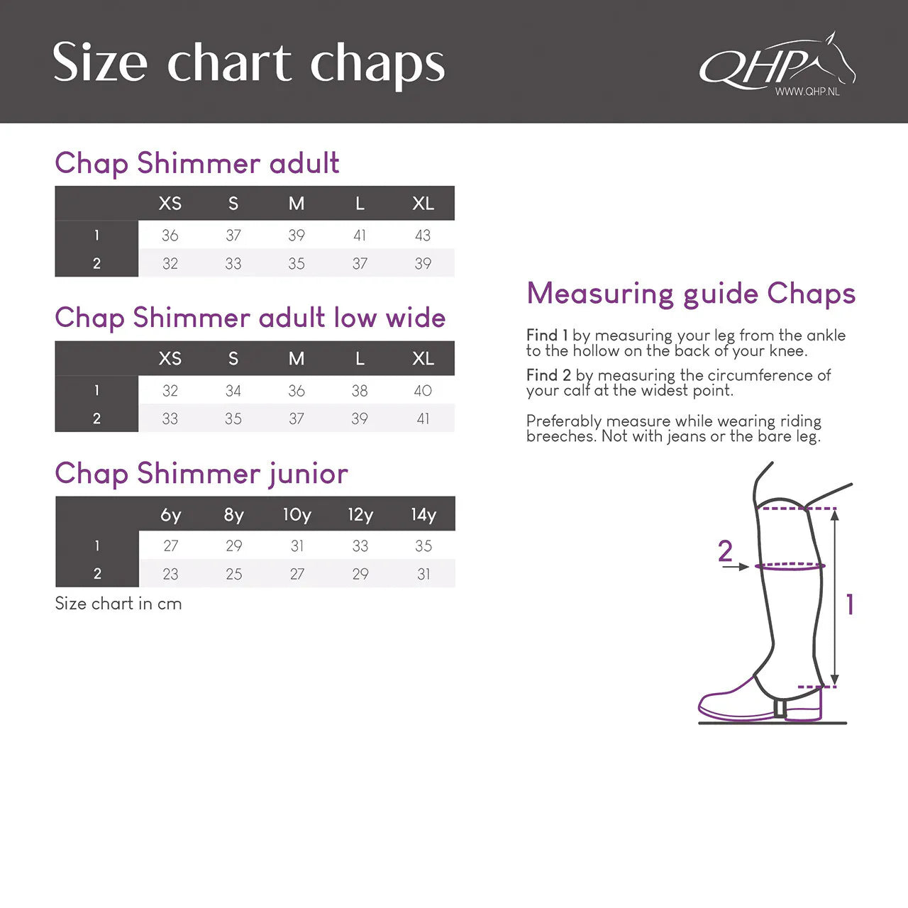 Polainas QHP Chap Shimmer Adult low wide para equitación - vista 16