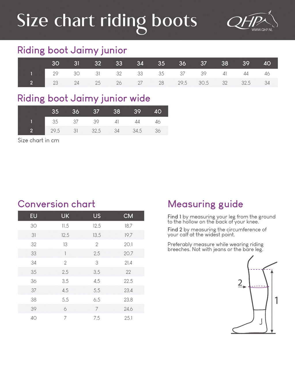 Botas de equitación QHP infantiles Jaimy Junior wide para equitación - vista 5