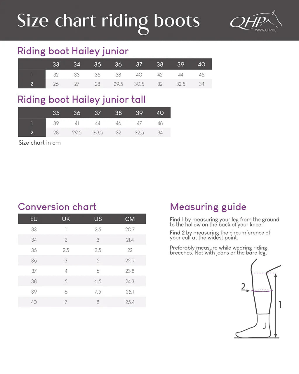 Botas de equitación QHP infantiles Hailey Junior tall para equitación - vista 20