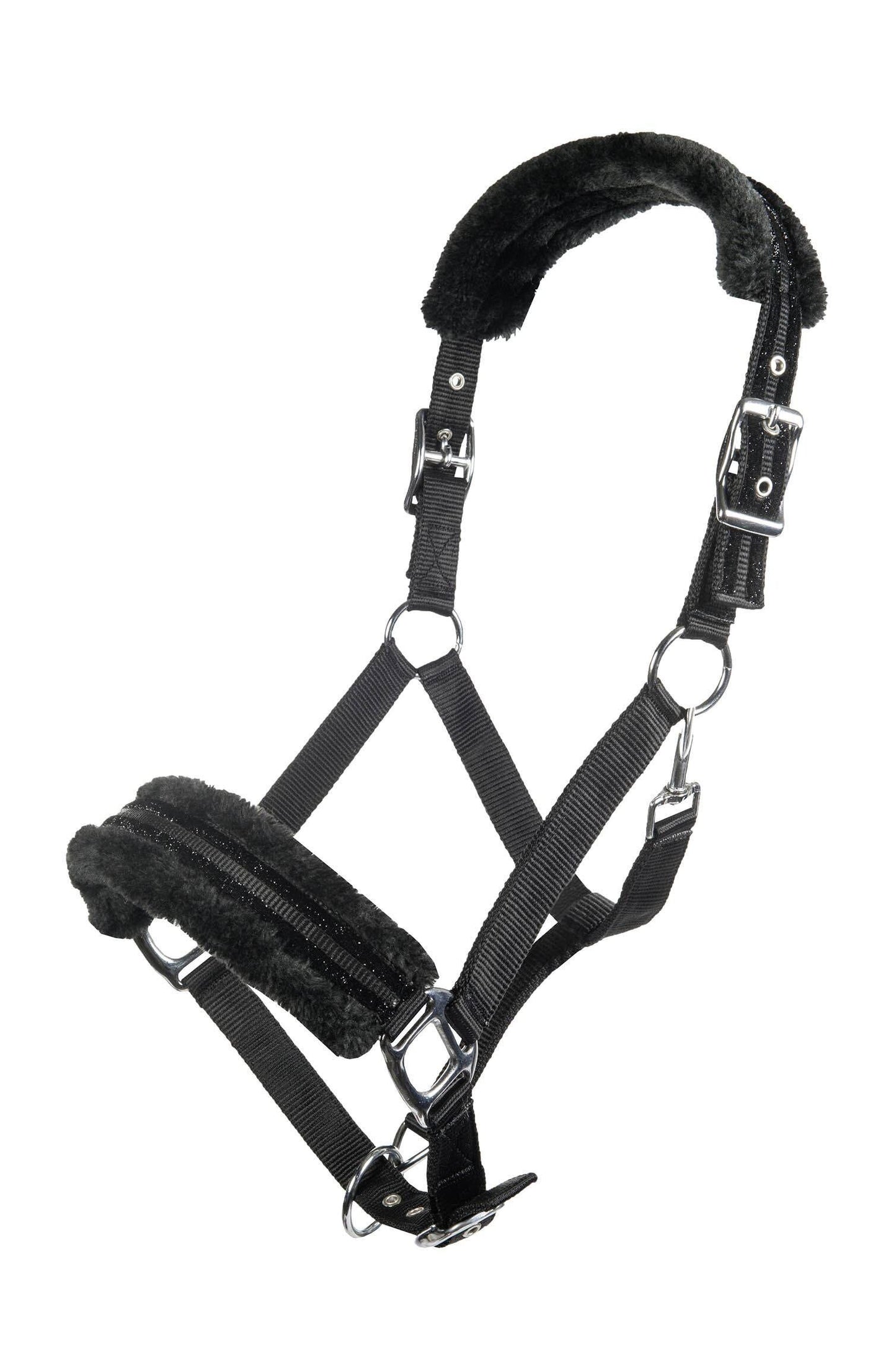 Cabezada nylon -Glitter- con borreguillo HKM para equitación