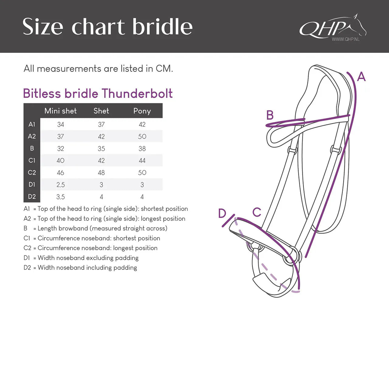 Cabezada inglesa Bitless Cabezada inglesa Thunderbolt incl. reins QHP para equitación - vista 8