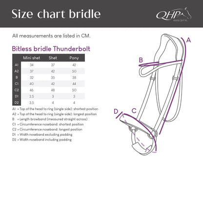Cabezada inglesa Bitless Cabezada inglesa Thunderbolt incl. reins QHP para equitación - vista 8