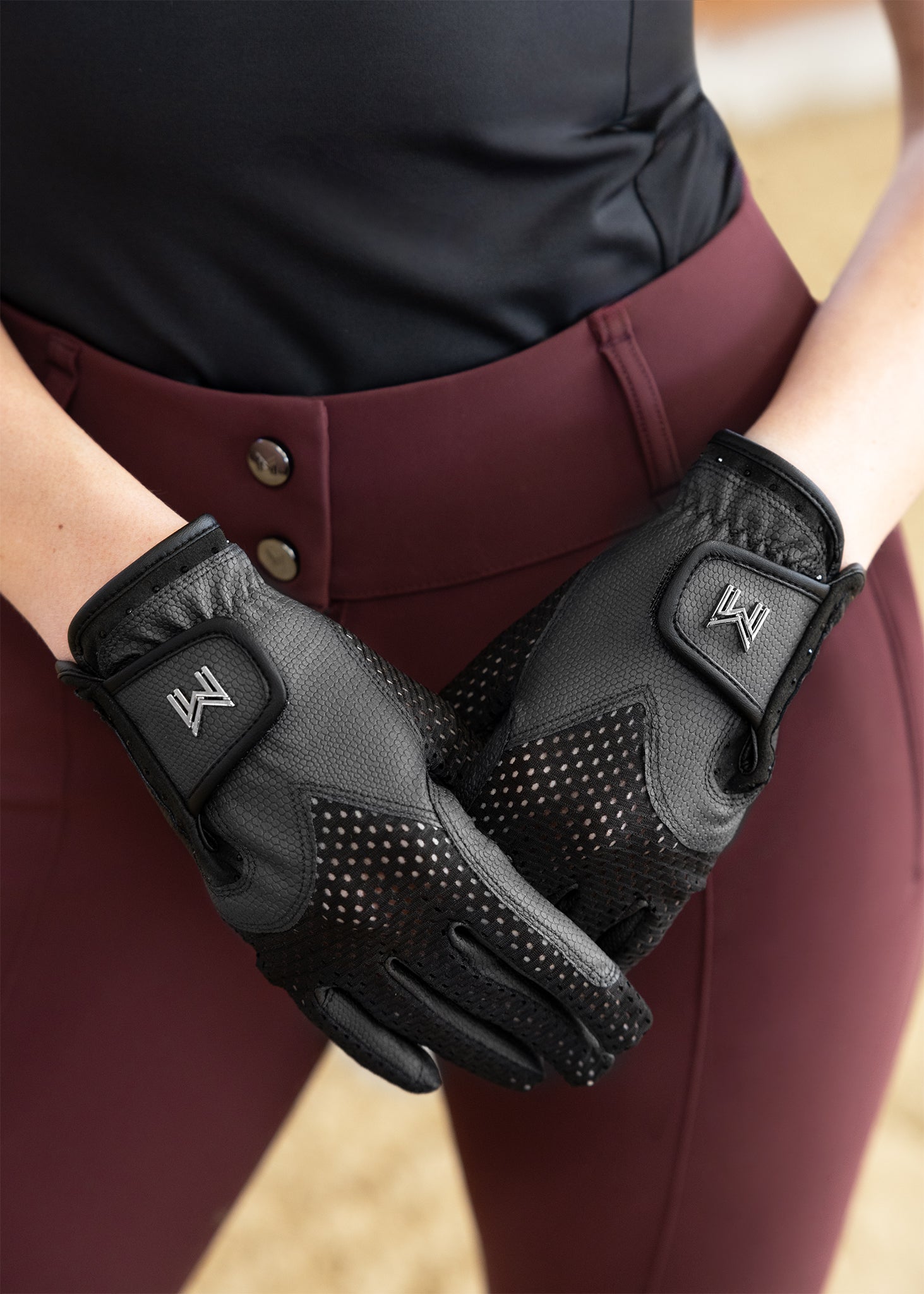 Producto ecuestre Maximilian Equestrian Ava Riding Gloves (Grey/Black) vista principal