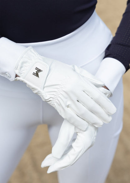 Producto ecuestre Maximilian Equestrian Emblem Riding Gloves (White) vista principal