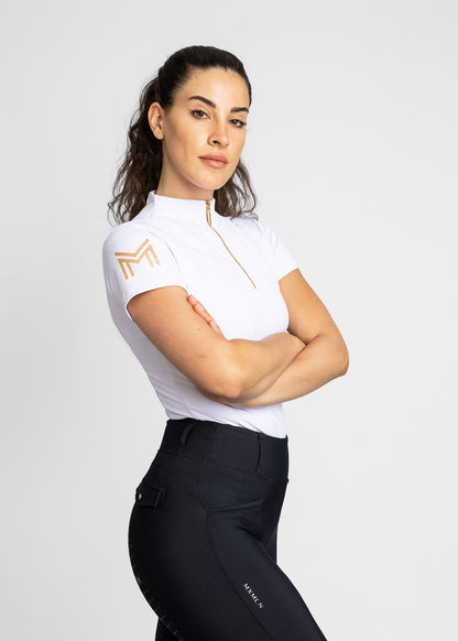 Camiseta técnica Maximilian Equestrian Short Sleeve ropa técnica (White/Gold) vista principal