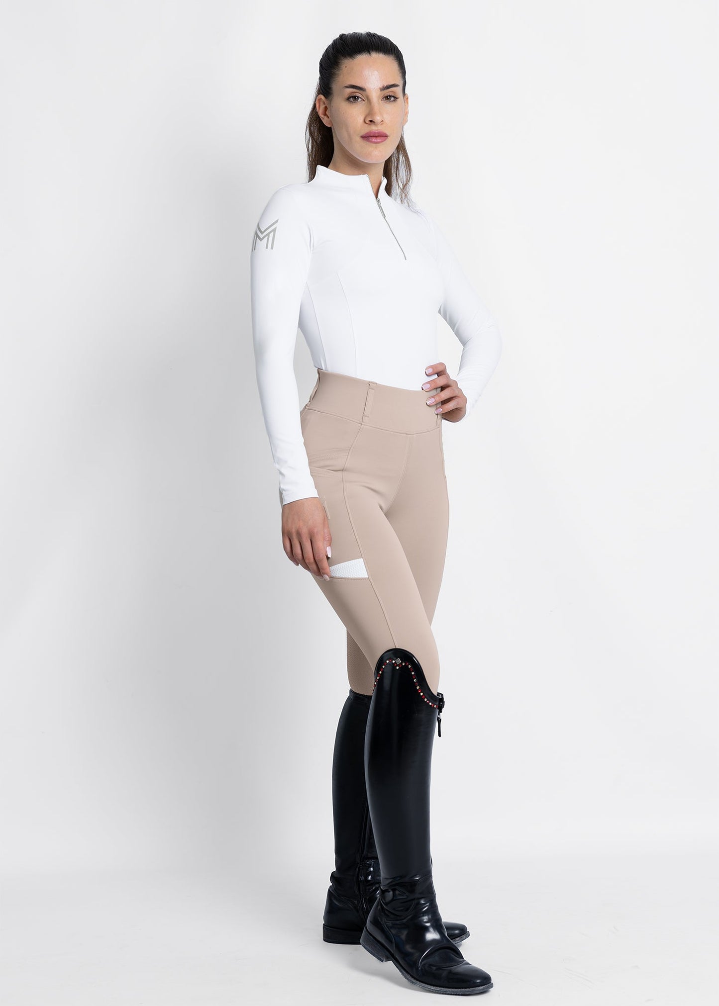 Camiseta técnica Maximilian Equestrian Long Sleeve ropa técnica (White/Silver) detalle 7