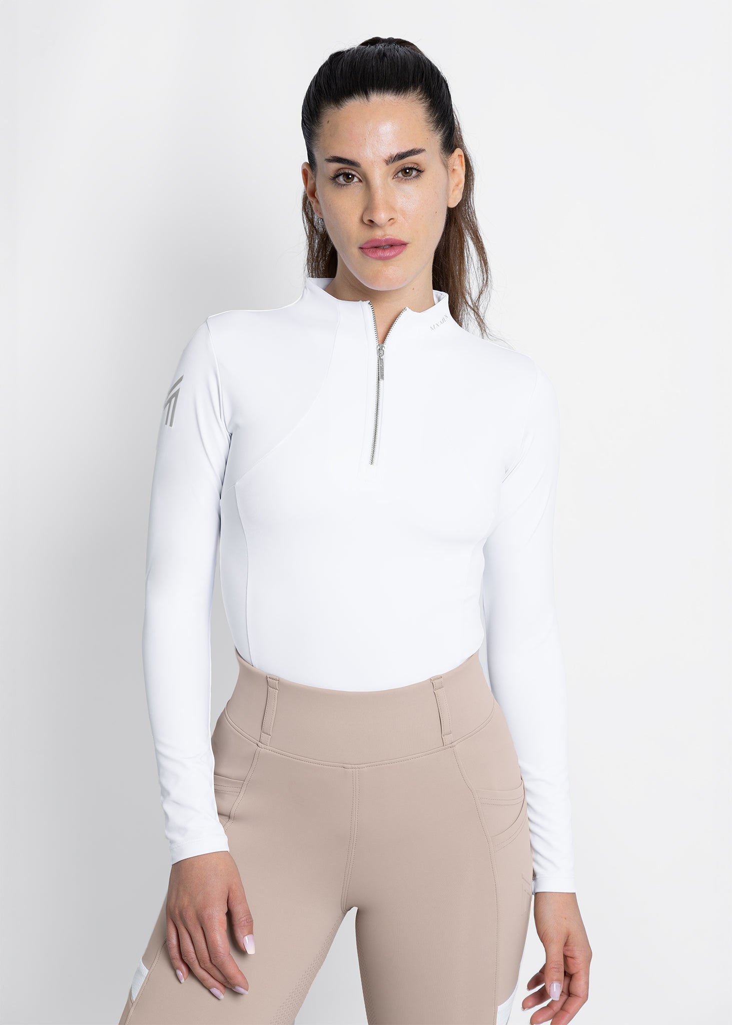 Camiseta técnica Maximilian Equestrian Long Sleeve ropa técnica (White/Silver) vista principal