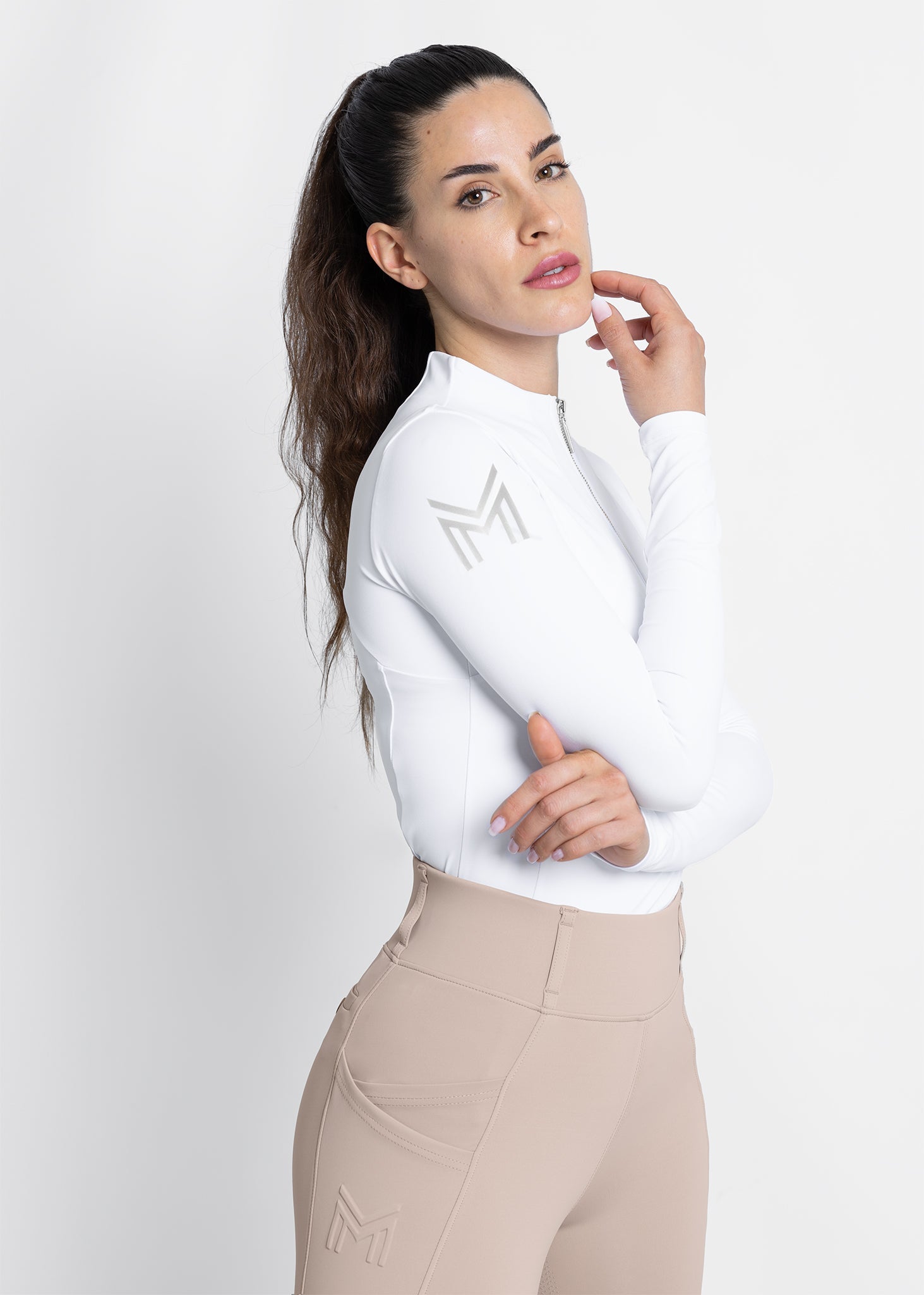 Camiseta técnica Maximilian Equestrian Long Sleeve ropa técnica (White/Silver) detalle 2
