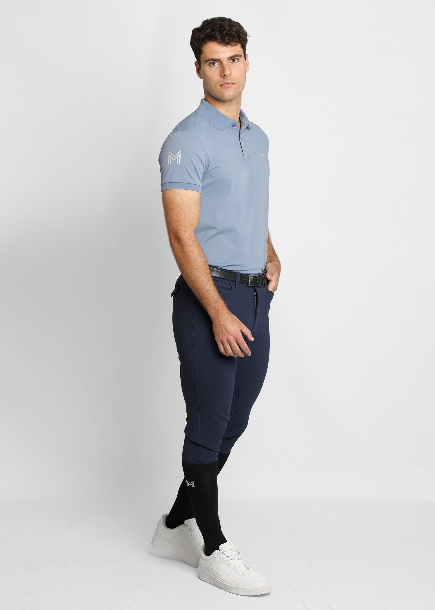 Camiseta técnica Maximilian Equestrian Blaze Polo Shirt (Steel Blue) detalle 8