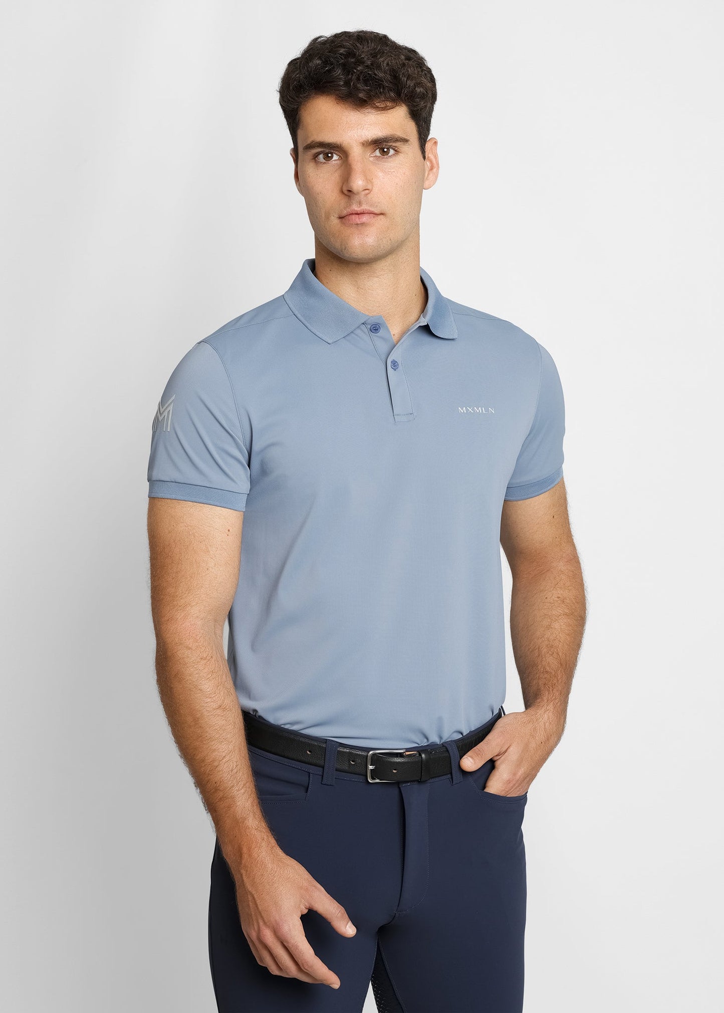 Camiseta técnica Maximilian Equestrian Blaze Polo Shirt (Steel Blue) vista principal