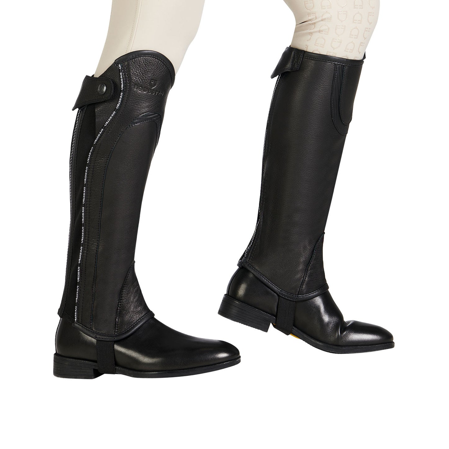 Polainas unisex de cuero con ribete en contraste Equestro - Negro
