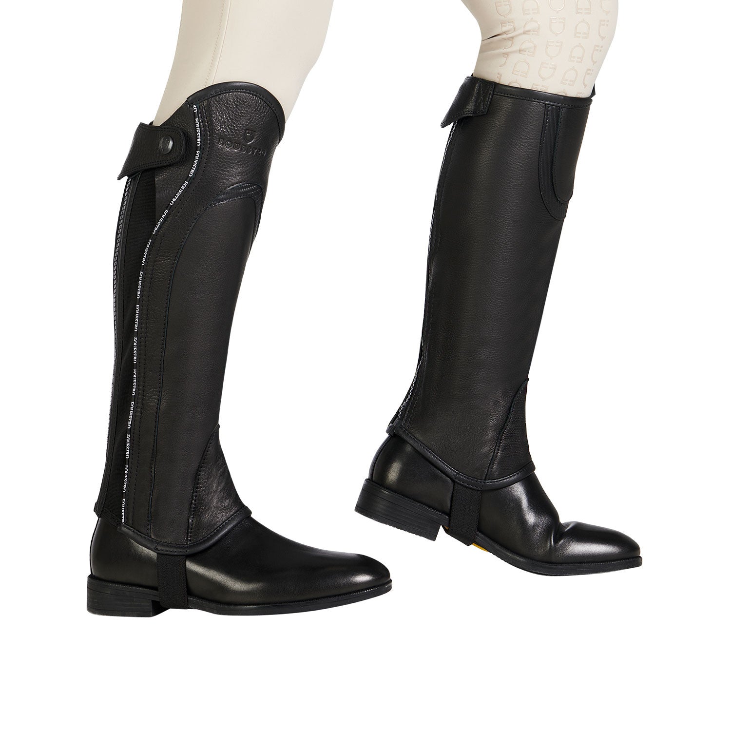 Polainas unisex de cuero con ribete en contraste Equestro - Negro
