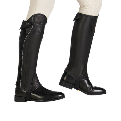Polainas unisex de cuero con ribete en contraste Equestro - Negro