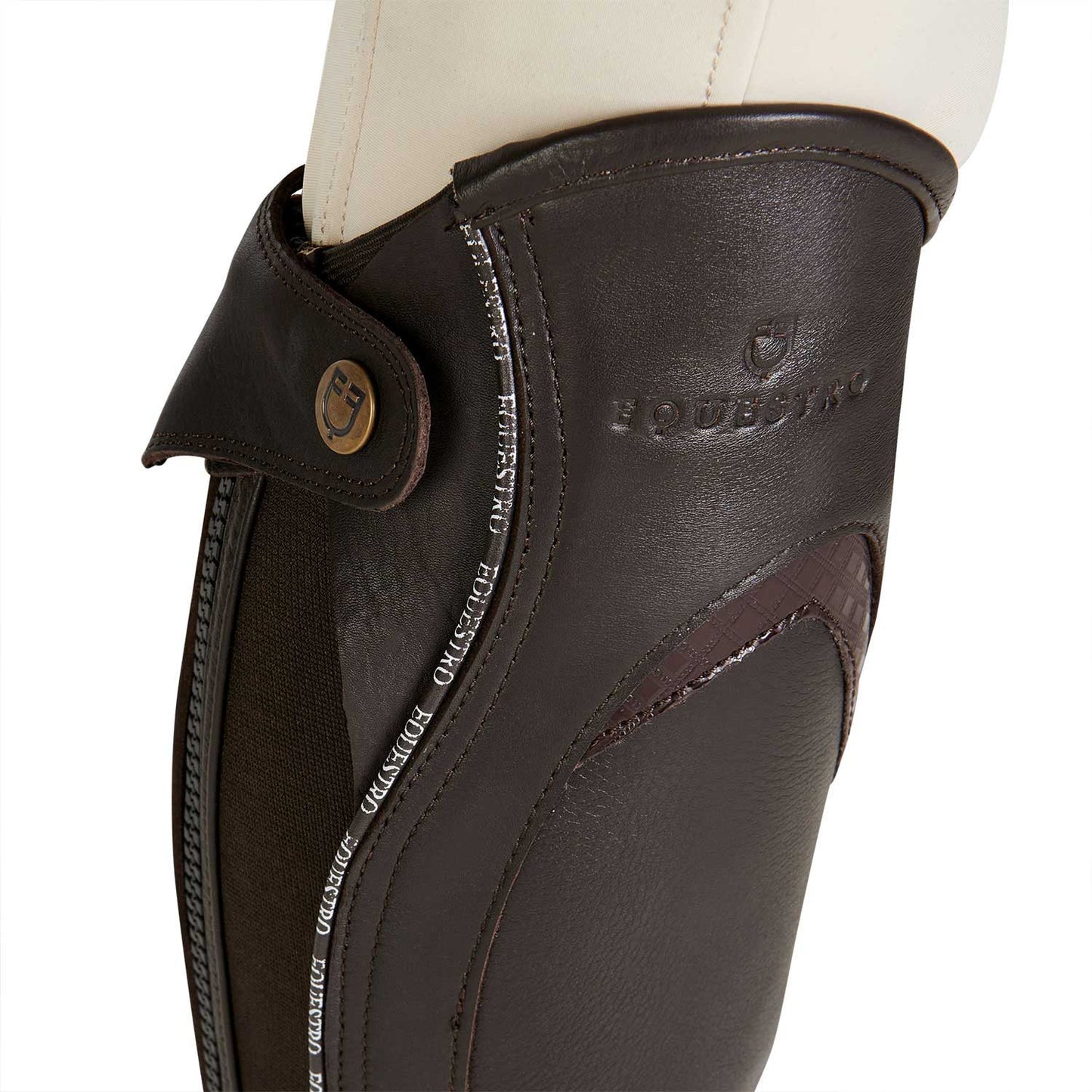 Polainas unisex de cuero con ribete en contraste Equestro - Marrón