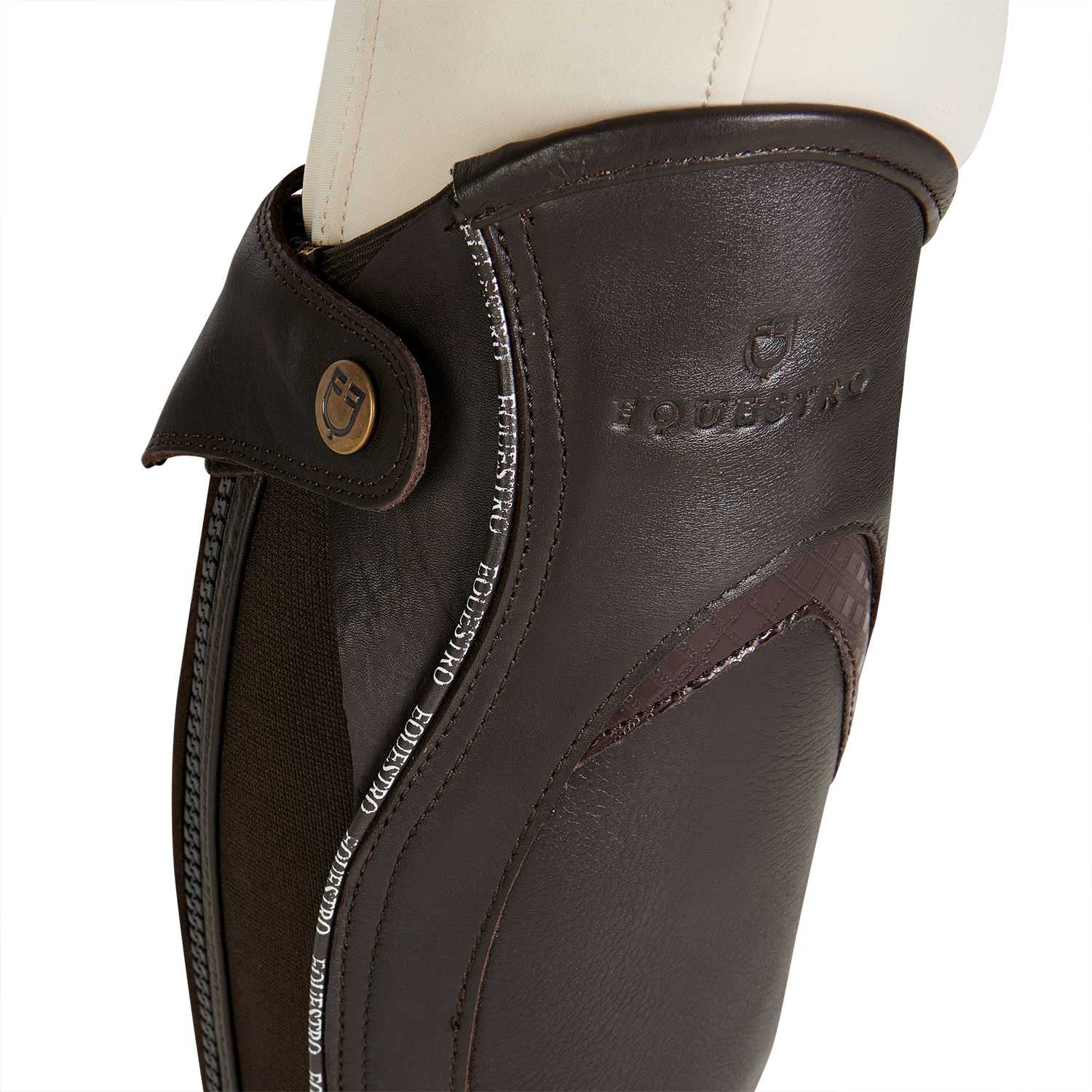 Polainas unisex de cuero con ribete en contraste Equestro - Marrón
