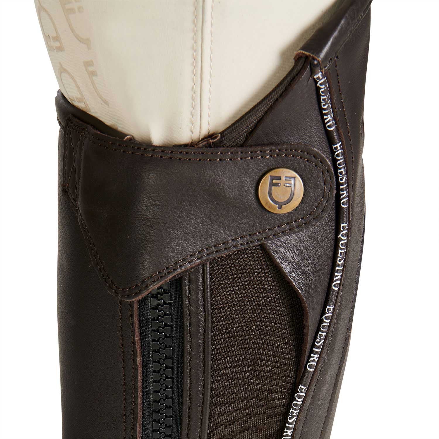 Polainas unisex de cuero con ribete en contraste Equestro - Marrón