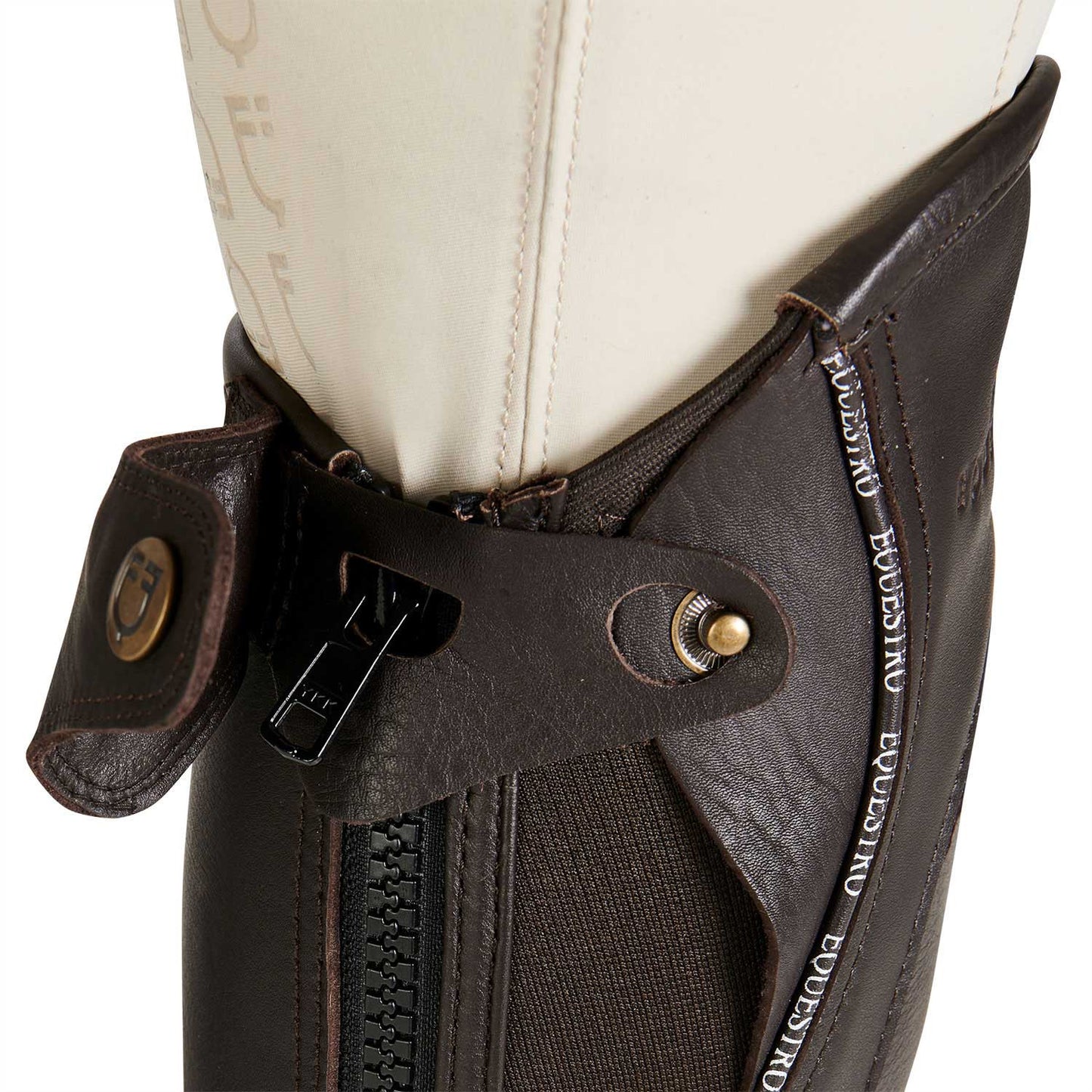 Polainas unisex de cuero con ribete en contraste Equestro - Marrón