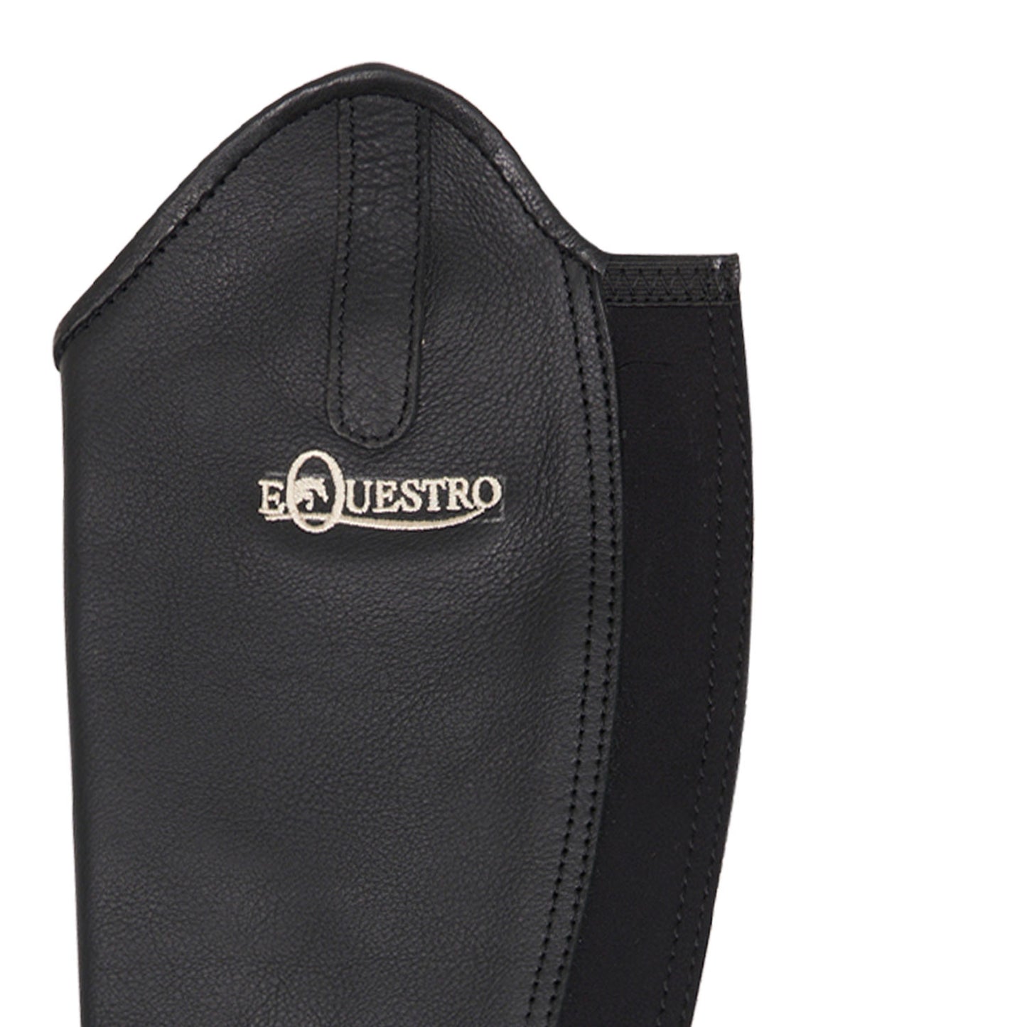 Polainas unisex de cuero con cremallera trasera Equestro - Negro