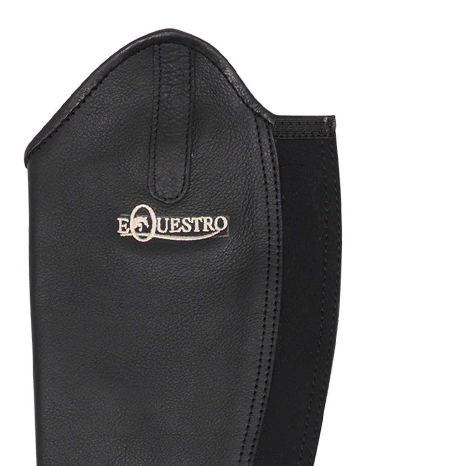 Polainas unisex de cuero con cremallera trasera Equestro - Negro