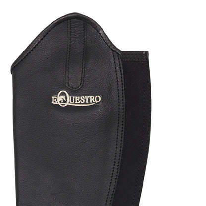Polainas unisex de cuero con cremallera trasera Equestro - Negro