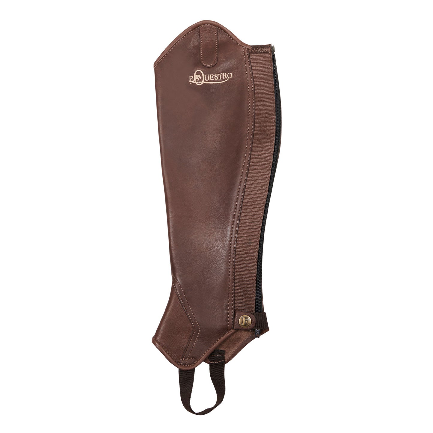 Polainas unisex de cuero con cremallera trasera Equestro - Marrón