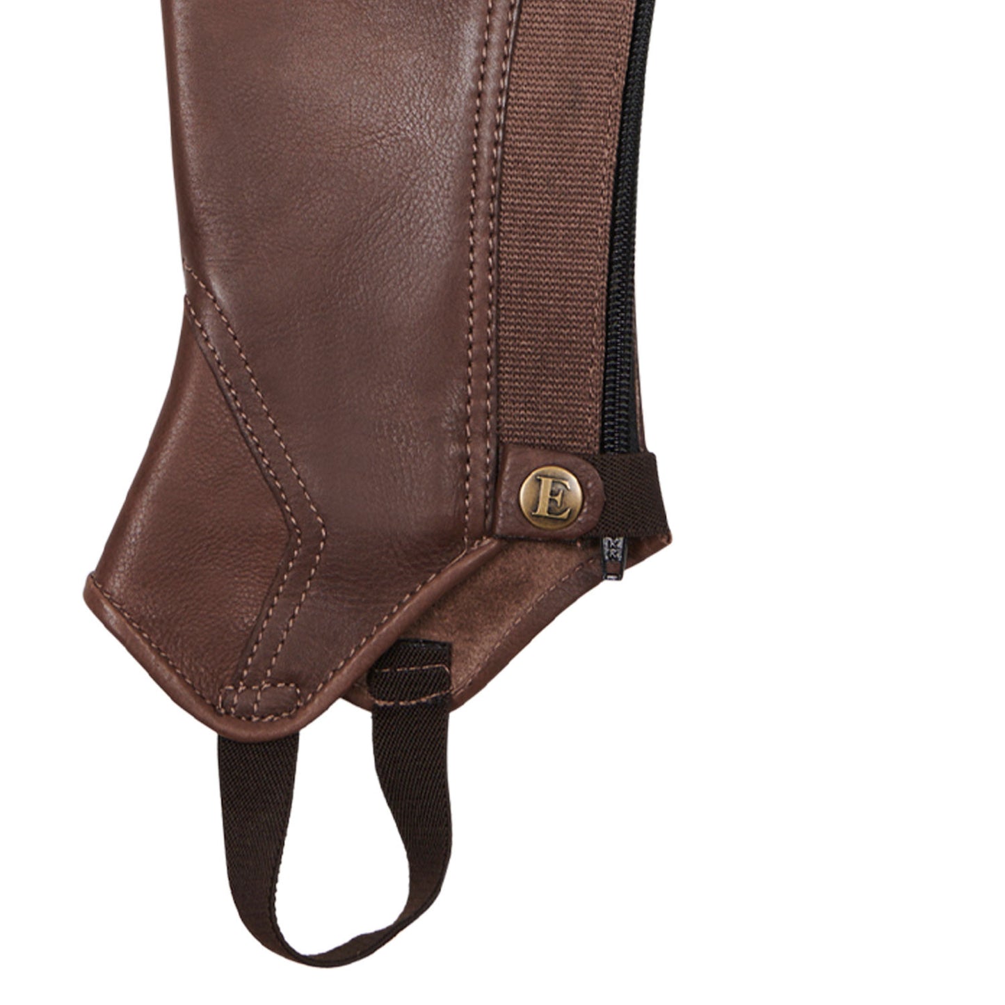 Polainas unisex de cuero con cremallera trasera Equestro - Marrón