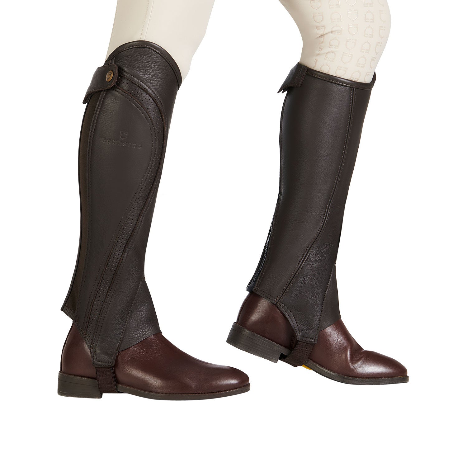 Polainas unisex de cuero de alta calidad Equestro - Marrón