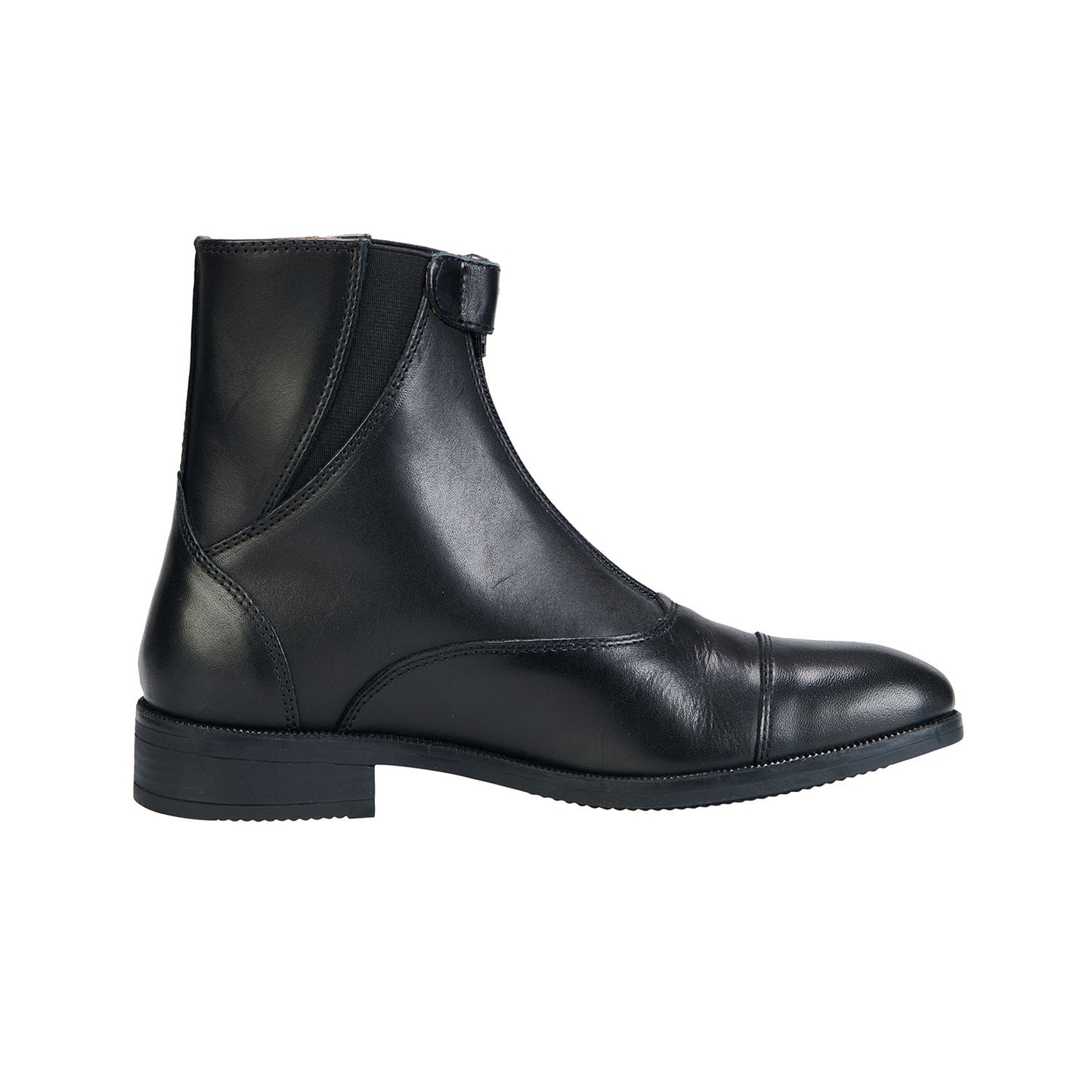 Botines unisex de cuero de plena flor, con cremallera delantera Equestro - Negro