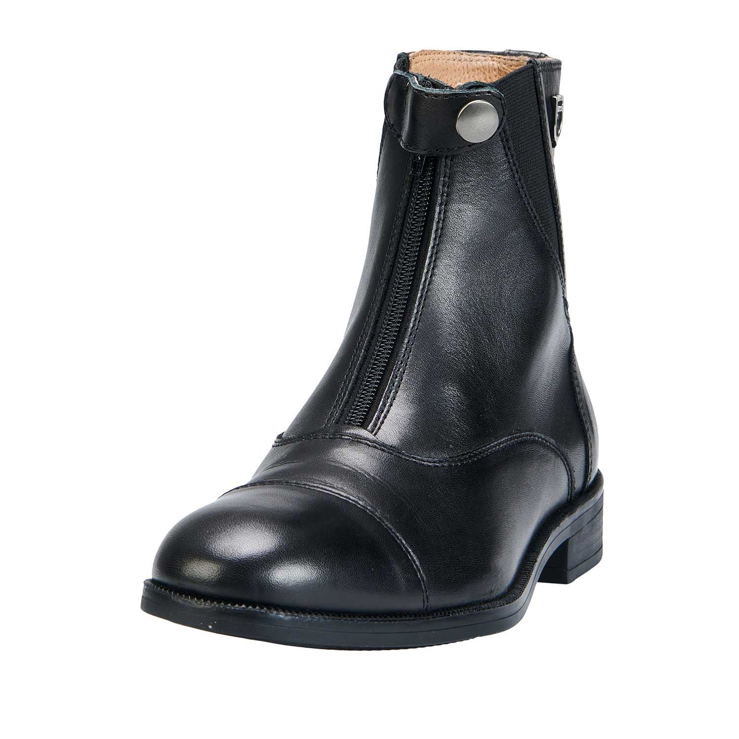 Botines unisex de cuero de plena flor, con cremallera delantera Equestro - Negro