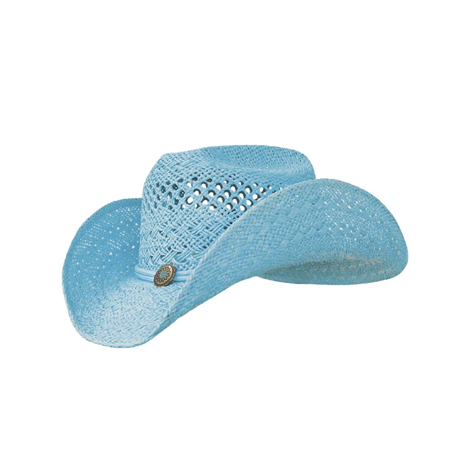 Sombrero de paja de mujer colorido Tombstone - Azul cielo