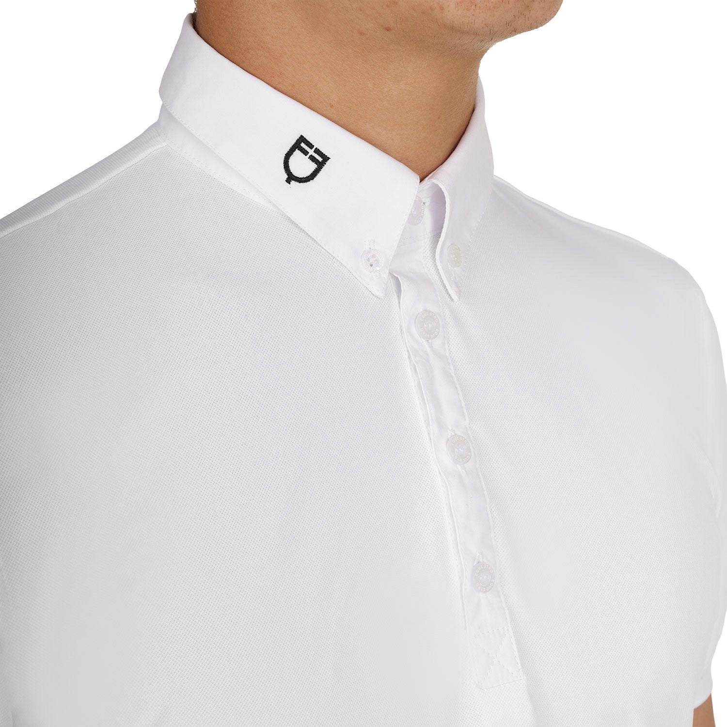 Polo de hombre de competición en tejido técnico transpirable Equestro - Blanco