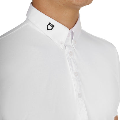 Polo de hombre de competición en tejido técnico transpirable Equestro - Blanco