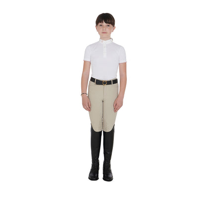 Polo para niña de concurso slim fit transpirable Equestro - Blanco