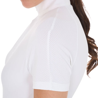 Polo de mujer de concurso slim fit elástica Equestro - Blanco