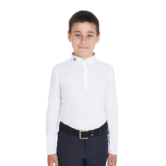 Polo de niño de concurso slim fit tres botones Equestro