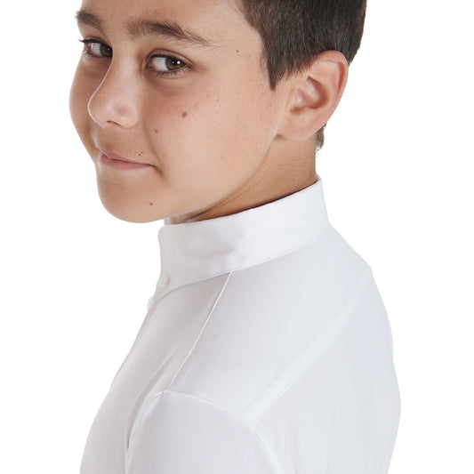 Polo de niño de concurso slim fit tres botones Equestro - Blanco