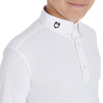 Polo de niño de concurso slim fit tres botones Equestro - Blanco